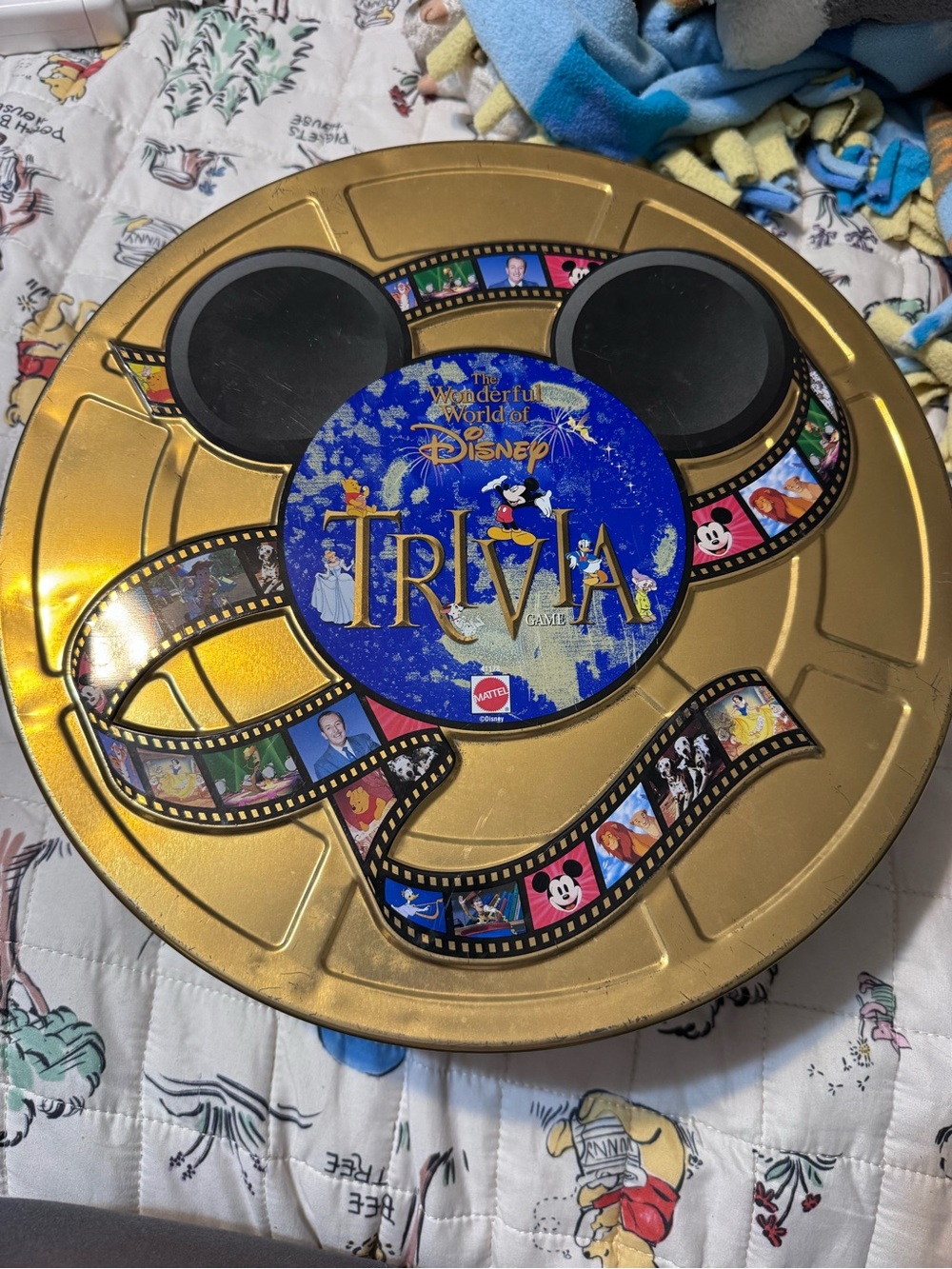 Mattel Gold and Blue Disney Trivia Collector Tin